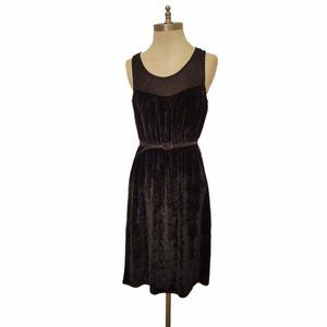 NWOT Mr Abbott Black Silk Velvet Belted Holiday Dress S